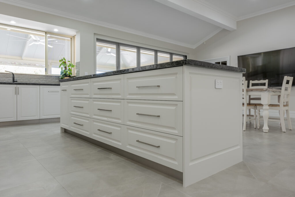 traditional kitchen island design profiled drawer fronts
