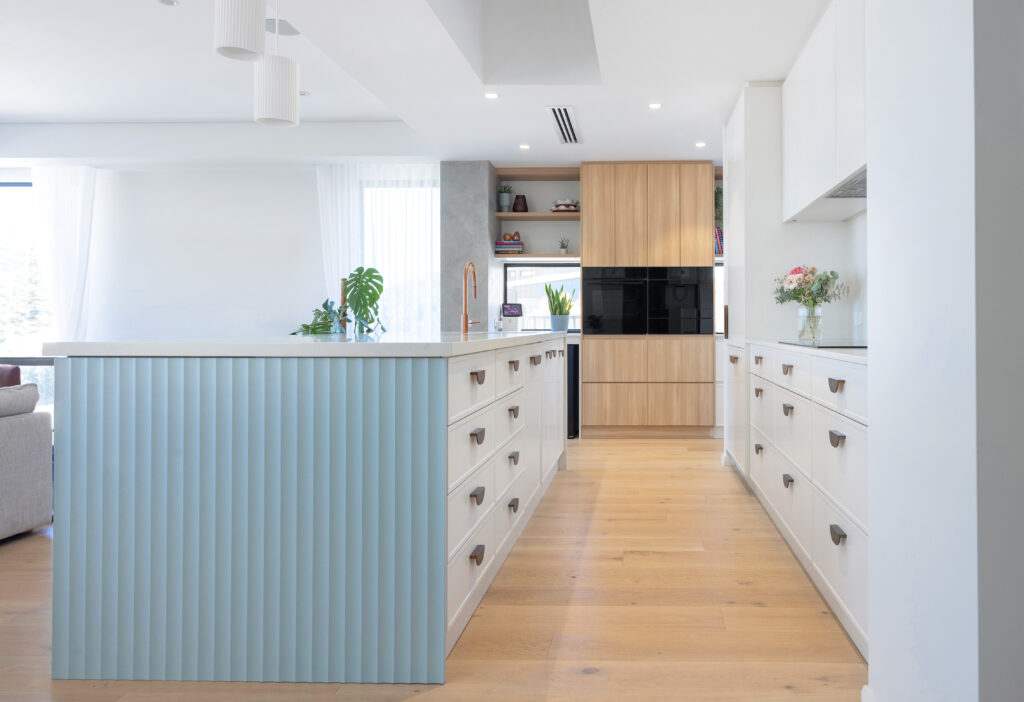 cove panel vibrant kitchen cabinet design